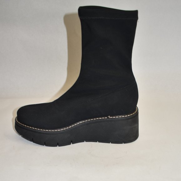 LA CANADIENNE GEORGINA Stretch Fabric Wedge Platform Bootie Size 6 M - Picture 5 of 11
